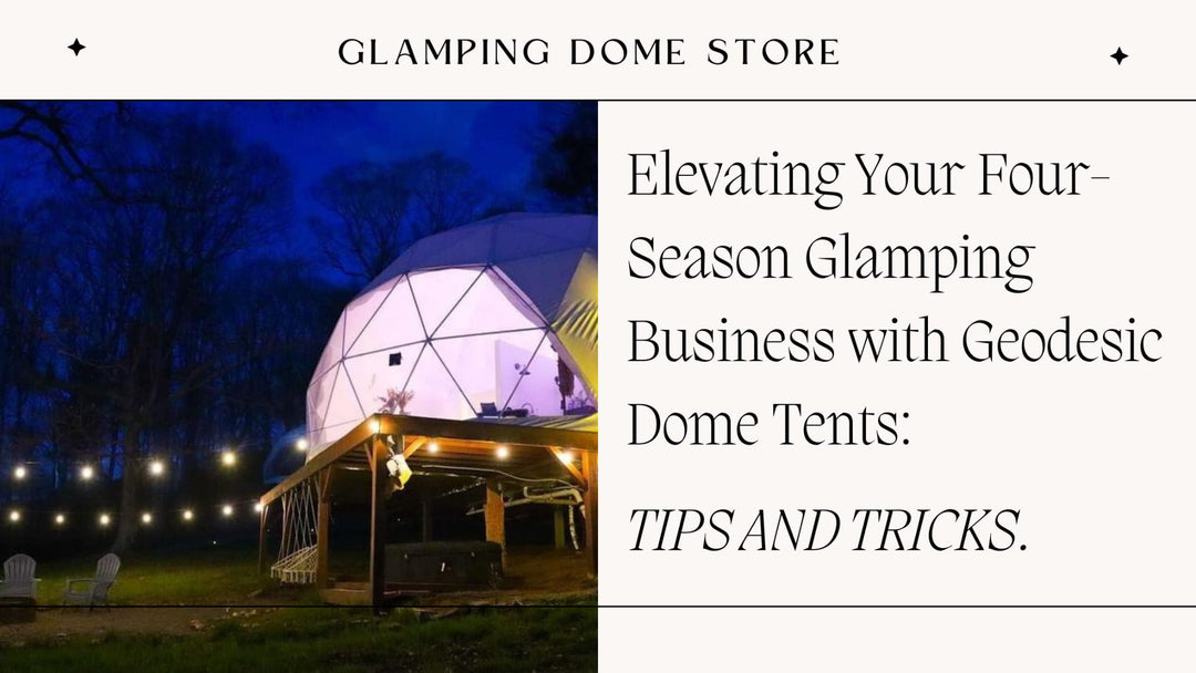 Dome tent in night luxury camping setup