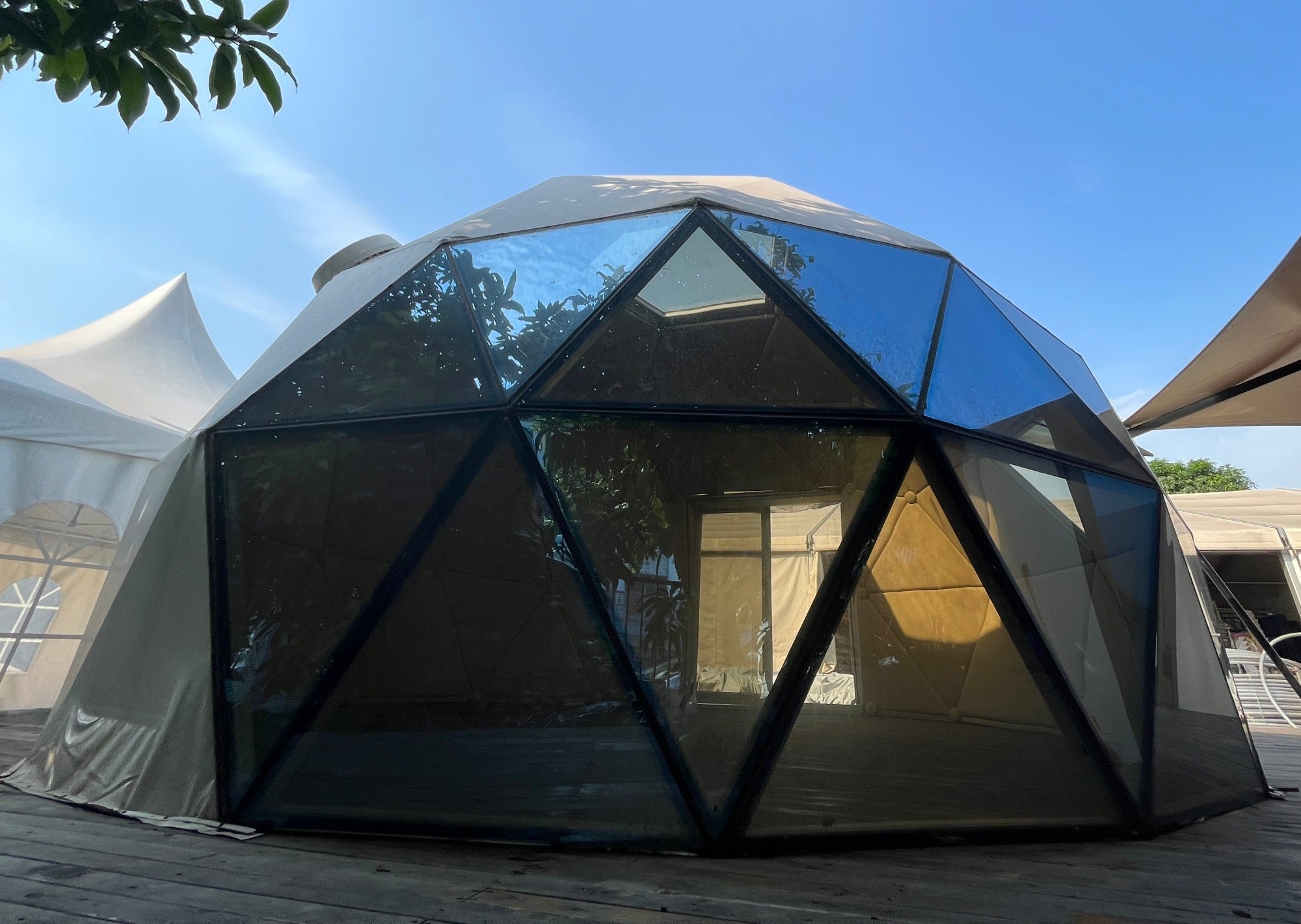 glass panoramic for geodesic dome