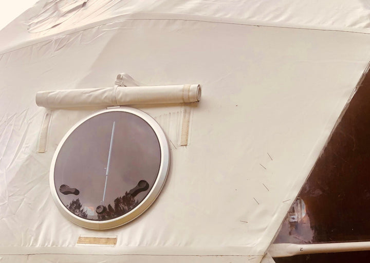 glass porthole window geodesic dome tent