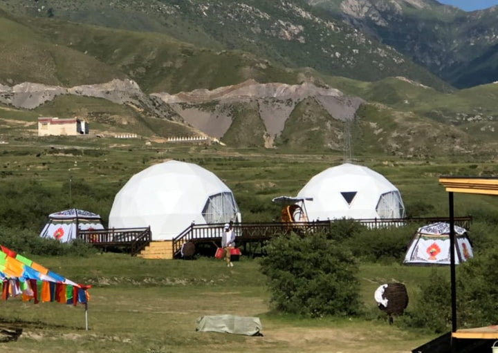 triangular window on glamping domes 